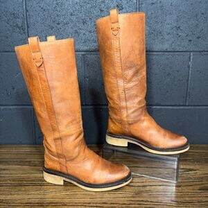 Vintage COSMOS Italy Campus Boots Women’s 7.5-8 Tan Leather Tall 90s Y2K